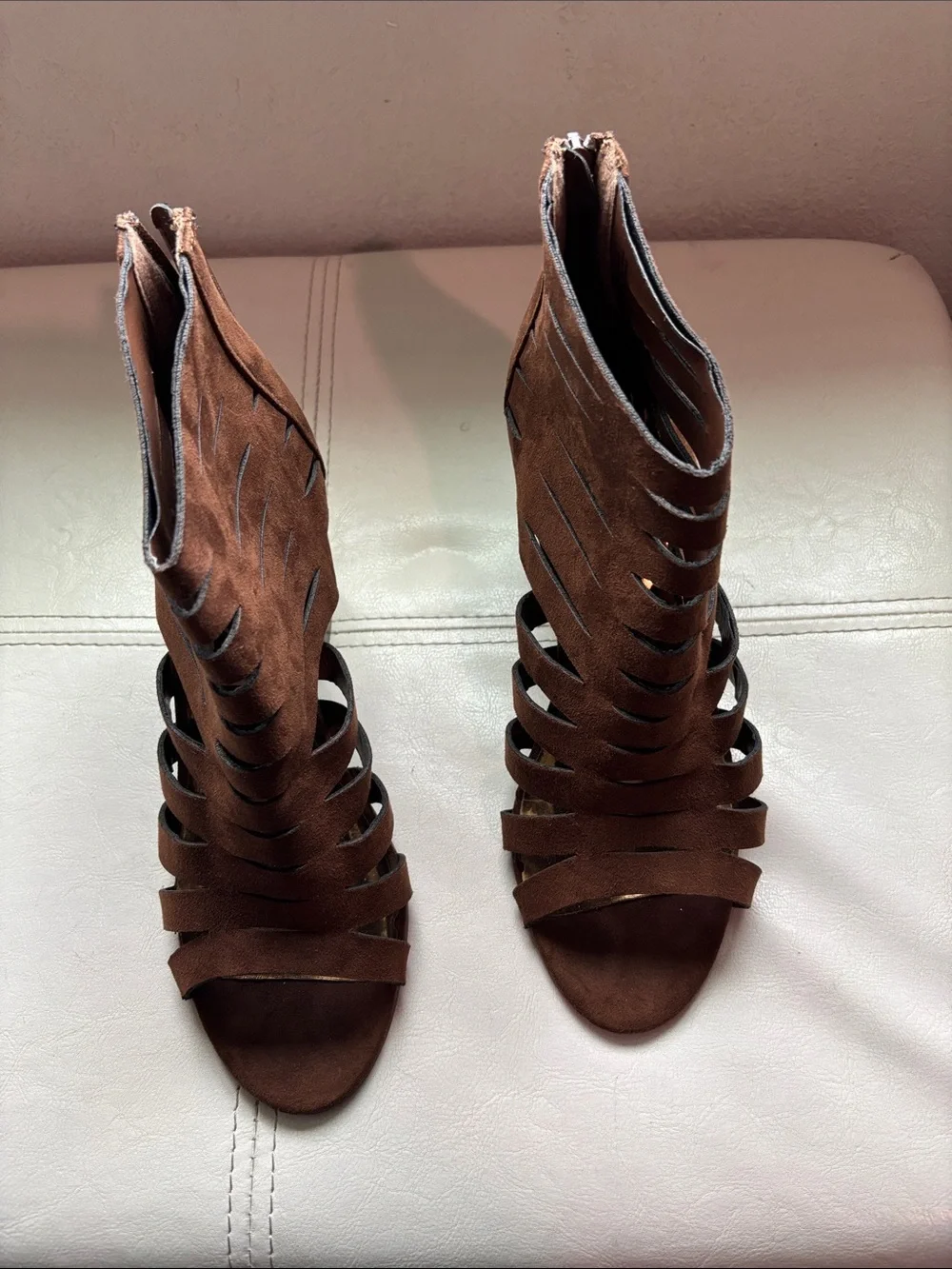Carlos by Carlos Santana Brown Strappy Cutout Heeled Sandals